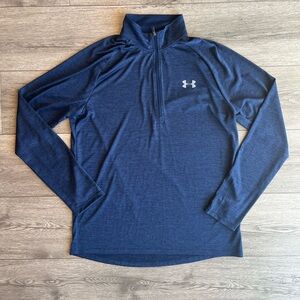 Under Armour Men’s Lightweight Quarter Zip Dri Fit Stretchy Navy Blue Medium